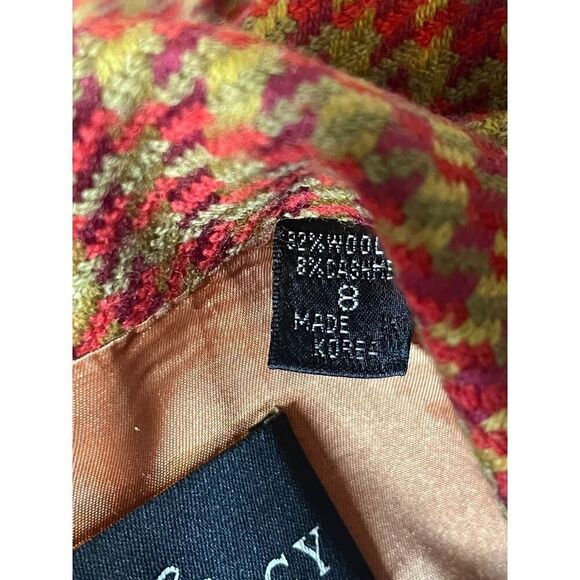 VTG Ellen Tracy Blazer 8 Houndstooth Wool Cashmere Strong Shoulder Peplum - Picture 5 of 6